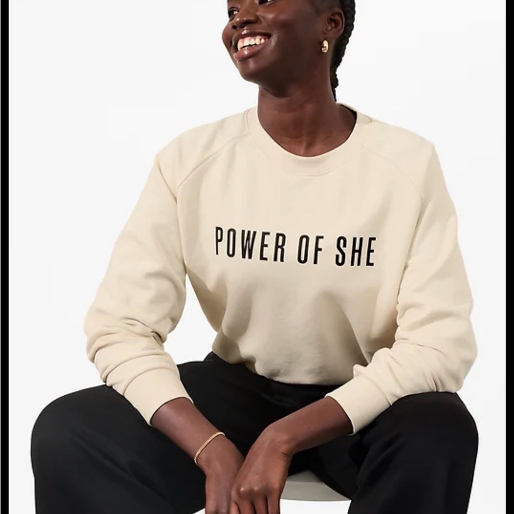 Athleta Cream 'Power of She' Crewneck Sweatshirt